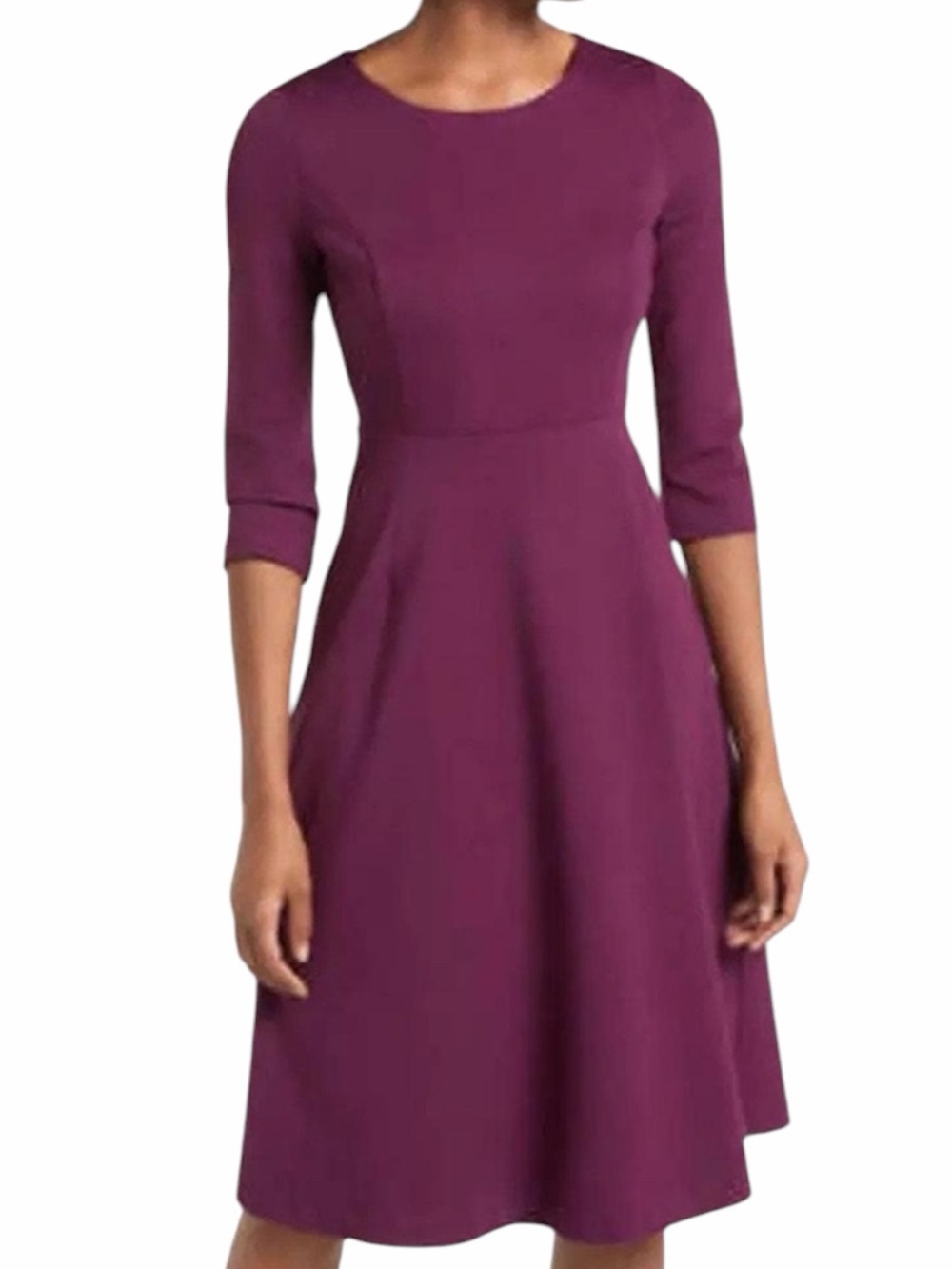 Boden "Clerkenwell" Raspberry Ponte Knit 3/4 Sleeve Fit & Flare Dress 8R